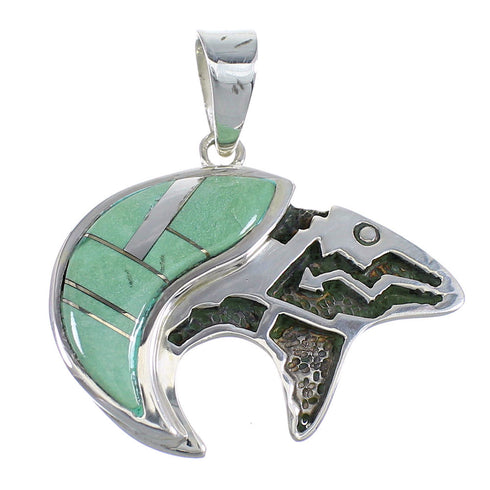 Southwestern Turquoise And Sterling Silver Bear Arrow Pendant WX58179