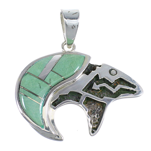 Southwestern Turquoise And Sterling Silver Bear Arrow Pendant WX58179