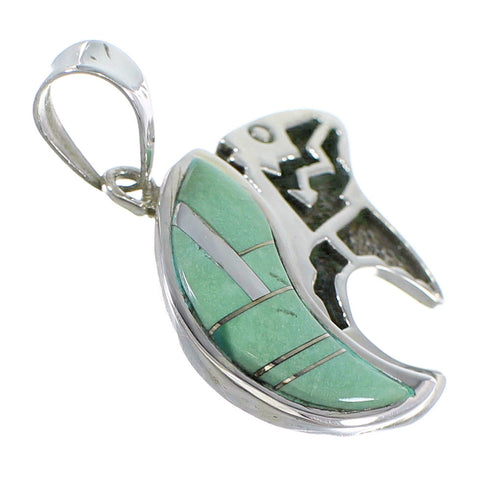 Southwestern Turquoise And Sterling Silver Bear Arrow Pendant WX58179