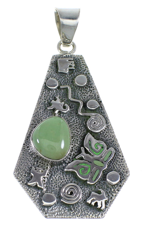 Southwest Turquoise Sterling Silver Butterfly And Hand Pendant WX58326
