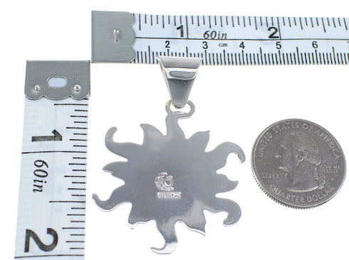 Authentic Sterling Silver And Turquoise Inlay Sun Pendant VX55187