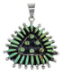 Turquoise Needlepoint Genuine Sterling Silver Southwestern Pendant VX54944