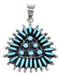 Genuine Sterling Silver Turquoise Needlepoint Southwestern Pendant VX54946
