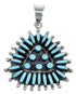 Genuine Sterling Silver Turquoise Needlepoint Southwestern Pendant VX54946