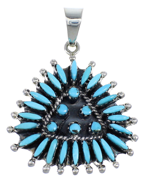 Authentic Sterling Silver Turquoise Needlepoint Southwestern Pendant VX54947