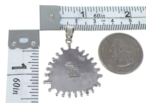 Genuine Sterling Silver Turquoise And Coral Needlepoint Pendant VX54952