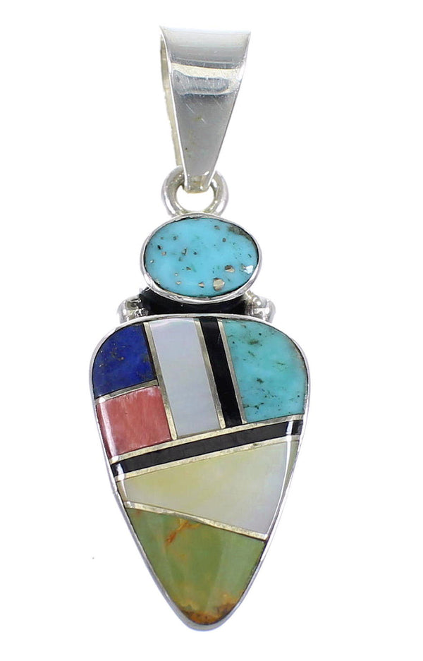 Sterling Silver Multicolor Inlay Southwest Pendant VX54962