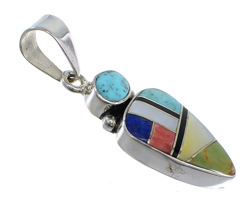 Sterling Silver Multicolor Inlay Southwest Pendant VX54962
