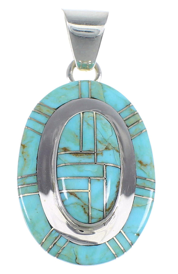 Turquoise And Authentic Sterling Silver Pendant Jewelry VX54724