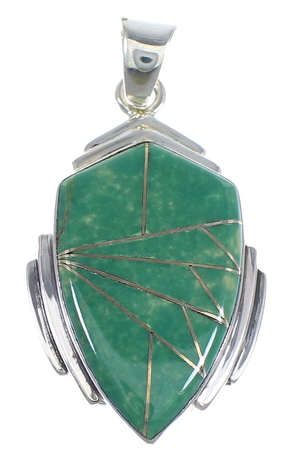 Authentic Sterling Silver And Turquoise Inlay Pendant VX54739