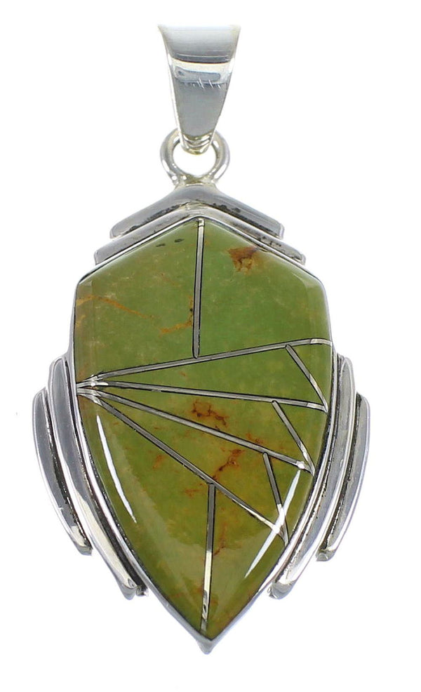 Southwest Sterling Silver And Turquoise Inlay Pendant VX54748