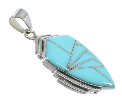 Genuine Sterling Silver And Turquoise Inlay Southewestern Pendant VX54752