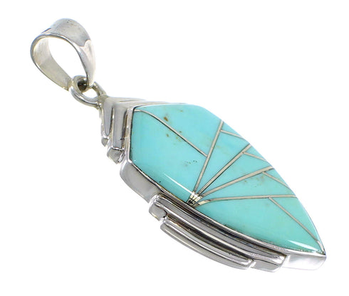 Sterling Silver And Turquoise Inlay Southewestern Pendant VX54754