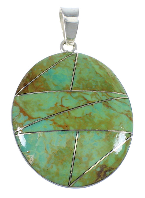 Turquoise Inlay And Genuine Sterling Silver Southwestern Pendant VX55419