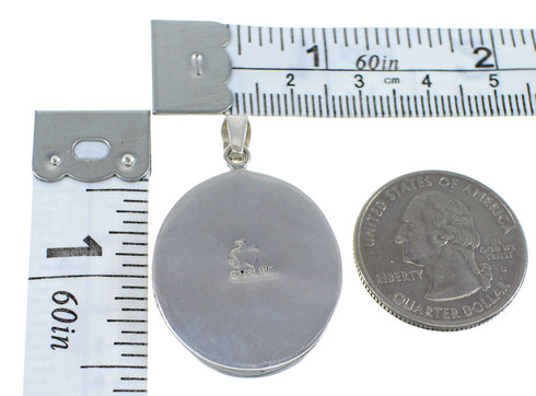 Turquoise Inlay And Genuine Sterling Silver Southwestern Pendant VX55419