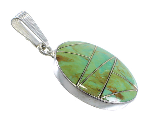 Turquoise Inlay And Silver Southwest Pendant Jewelry VX55433
