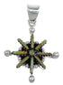 Turquoise Needlepoint And Authentic Sterling Silver Southwestern Pendant VX55466