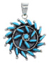 Silver And Turquoise Needlepoint Southwest Pendant Jewelry VX55526