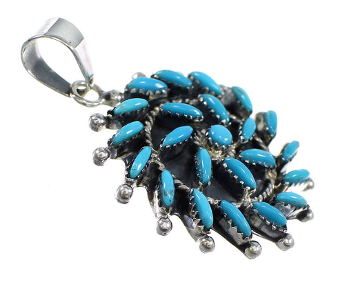 Silver And Turquoise Needlepoint Southwest Pendant Jewelry VX55526