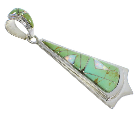 Southwest Turquoise And Opal Inlay Sterling Silver Pendant VX55546