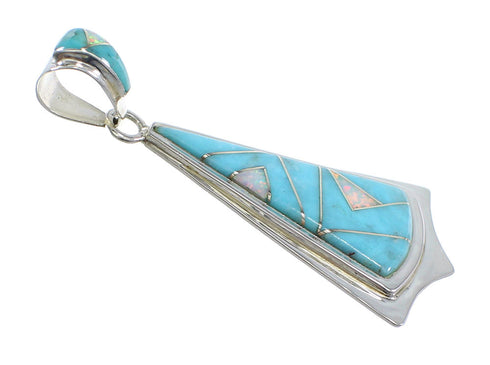 Southwest Sterling Silver Turquoise And Opal Pendant VX55561