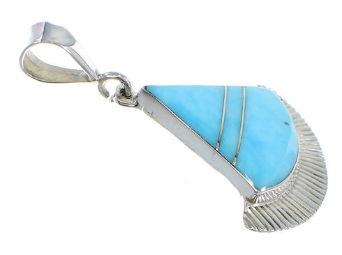 Turquoise Inlay And Authentic Sterling Silver Pendant Jewelry VX55686