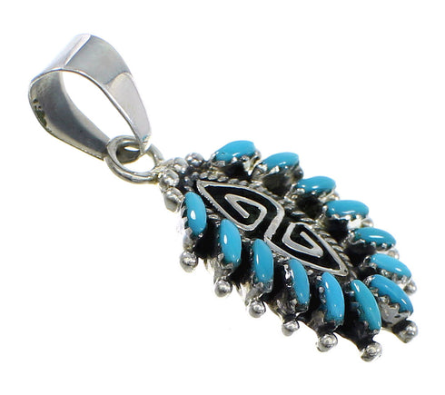 Genuine Sterling Silver Turquoise Needlepoint Water Waves Pendant Jewelry VX55714