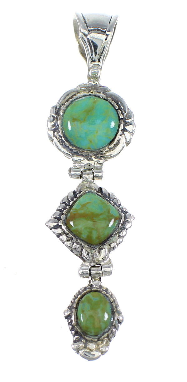 Turquoise And Authentic Sterling Silver Southwest Slide Pendant VX55740