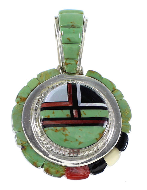 Southwest Sterling Silver Multicolor Inlay Slide Pendant Jewelry VX55782