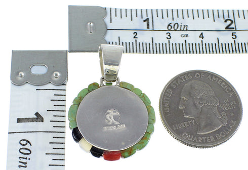 Southwest Sterling Silver Multicolor Inlay Slide Pendant Jewelry VX55782