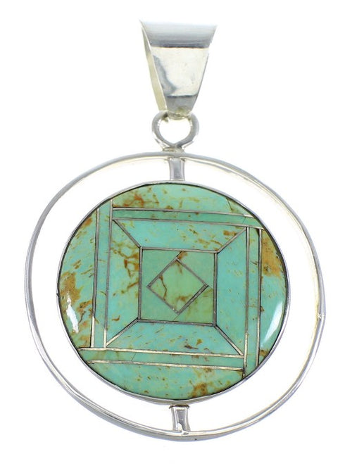 Multicolor And Authentic Sterling Silver Reversible Southwestern Pendant VX55806