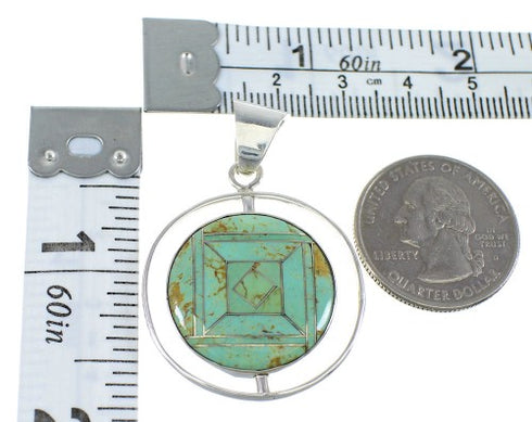 Multicolor And Authentic Sterling Silver Reversible Southwestern Pendant VX55806