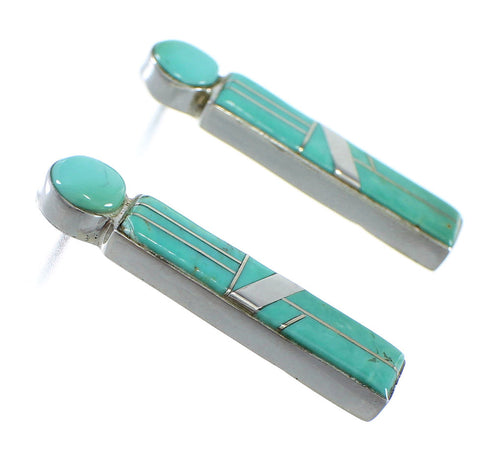 Authentic Sterling Silver Southwest Turquoise Inlay Post Earrings RX56051