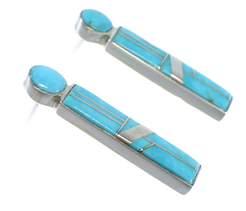 Genuine Sterling Silver Turquoise Inlay Post Earrings RX56053