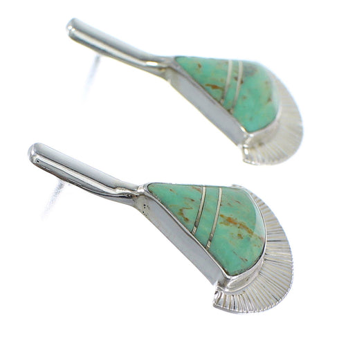 Turquoise Inlay And Sterling Silver Post Earrings RX56104