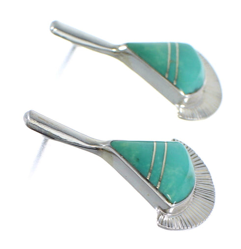 Southwest Turquoise Inlay Sterling Silver Post Earrings RX56106