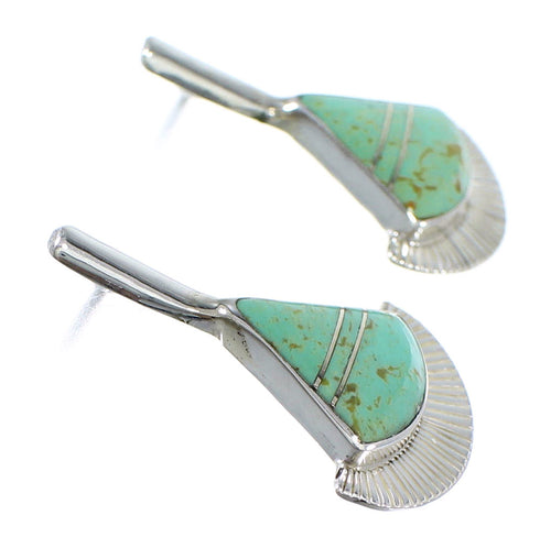 Genuine Sterling Silver Southwest Turquoise Inlay Post Earrings RX56109