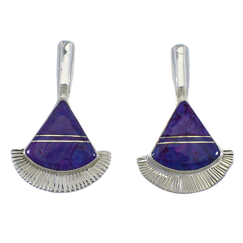 Magenta Turquoise Inlay Sterling Silver Post Earrings RX56116