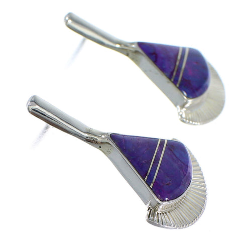 Magenta Turquoise Inlay Sterling Silver Post Earrings RX56116