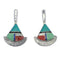 Genuine Sterling Silver Multicolor Inlay Post Earrings RX56130