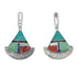 Genuine Sterling Silver Multicolor Inlay Post Earrings RX56130
