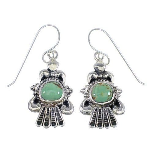 Authentic Sterling Silver And Turquoise Hook Earrings RX55787