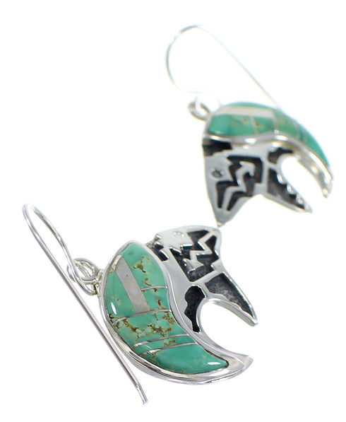 Sterling Silver Turquoise Bear Arrow Hook Dangle Earrings VX55823