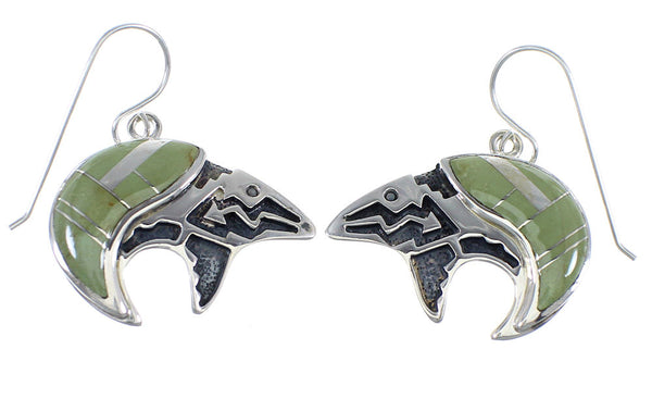 Silver Turquoise Bear Arrow Hook Dangle Earrings VX55833
