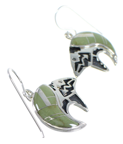 Silver Turquoise Bear Arrow Hook Dangle Earrings VX55833