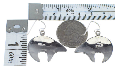 Sterling Silver Turquoise Bear Arrow Southwest Hook Dangle Earrings VX55836