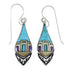 Multicolor Genuine Sterling Silver Native American Pueblo Design Hook Dangle Earrings VX55883