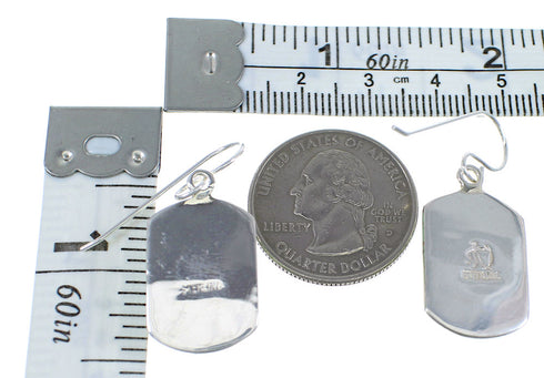 Genuine Sterling Silver Turquoise Inlay Hook Dangle Earrings VX56129