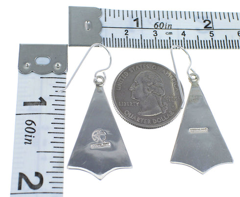 Southwestern Turquoise Inlay And Authentic Sterling Silver Hook Dangle Earrings VX56156