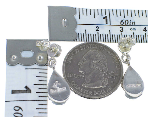 Multicolor Native American Village Design Sterling Silver Tear Drop Post Dangle Earrings RX55901